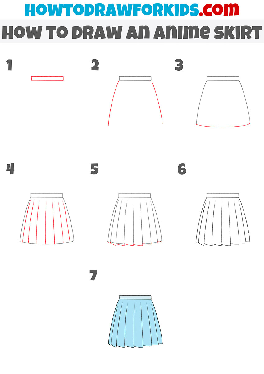 how to draw an anime skirt step by step