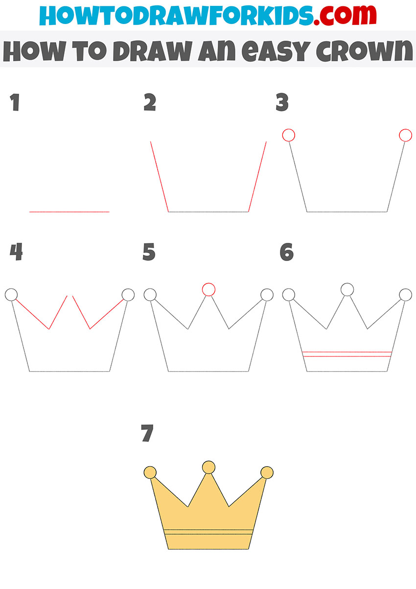 how to draw an easy crown step by step