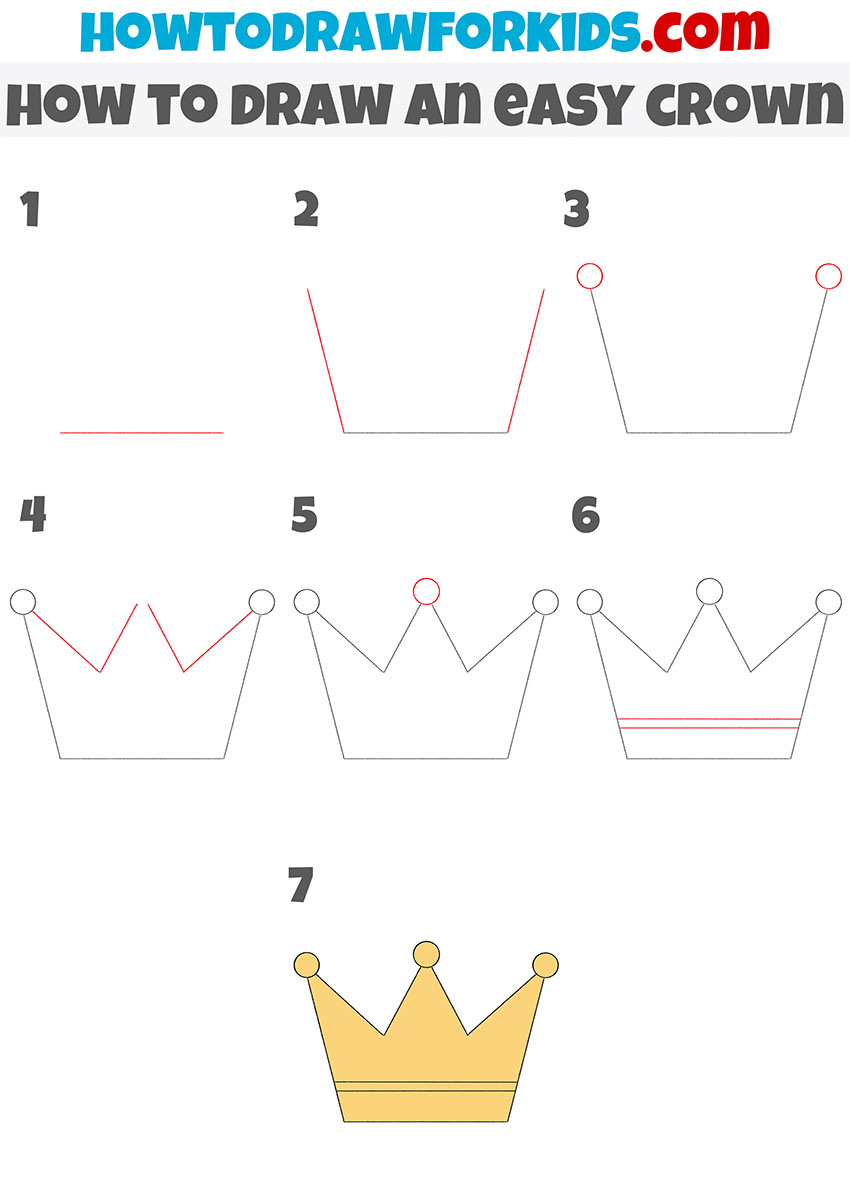 how to draw a crown step by step for kids