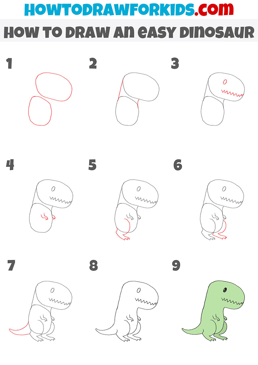 How to Draw an Easy Dinosaur Easy Drawing Tutorial For Kids