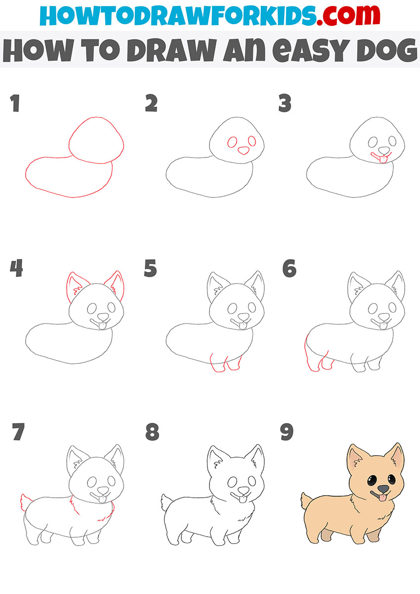 how to draw an easy dog step by step