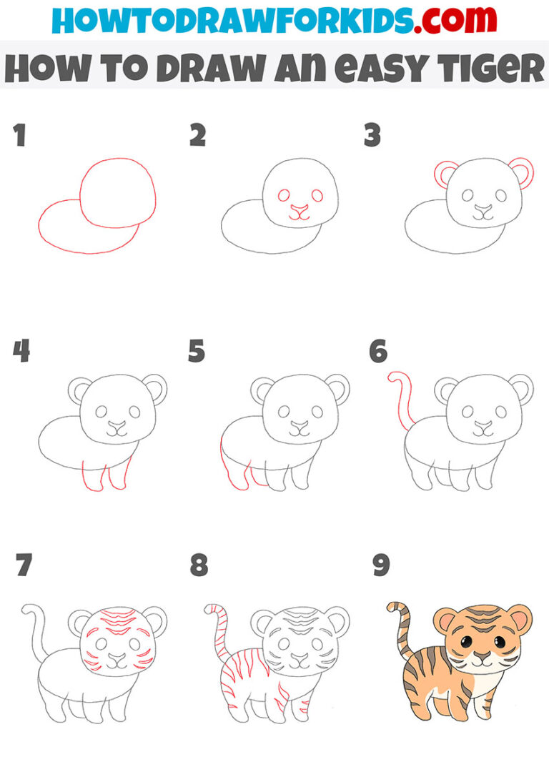 How to Draw an Easy Tiger - Easy Drawing Tutorial For Kids