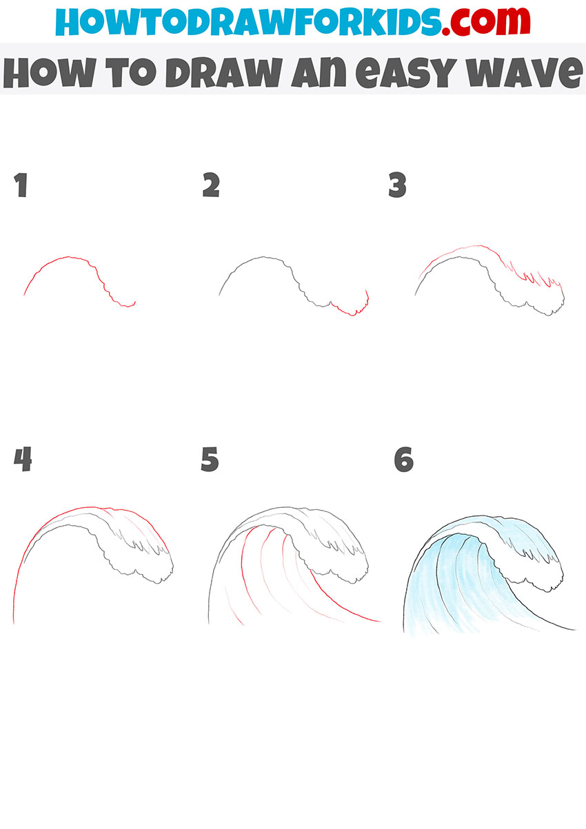 how to draw an easy wave step by step