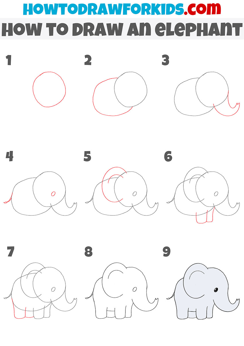 how to draw an elephant step by step