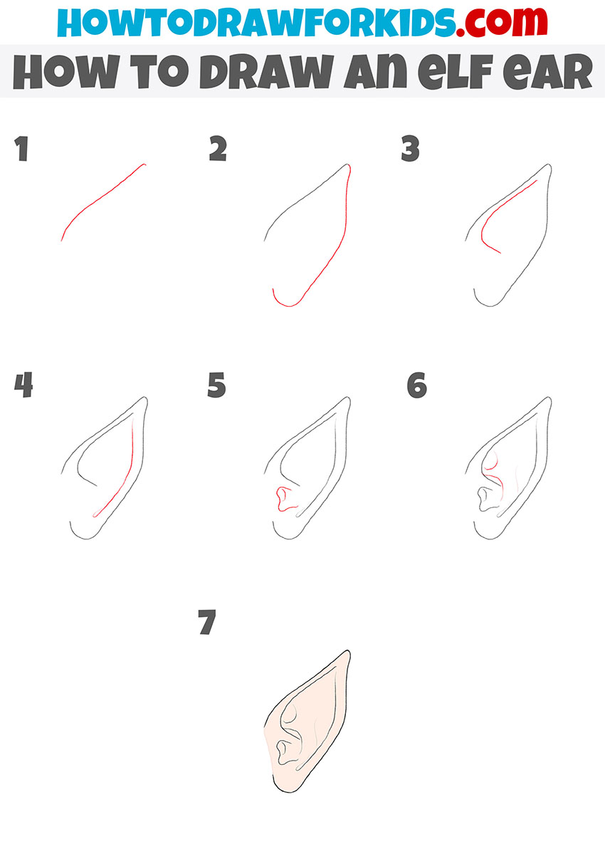 how to draw an elf ear step by step