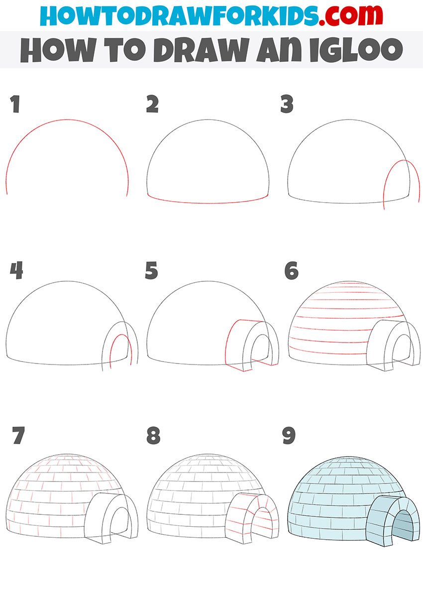 how to draw an igloo step by step