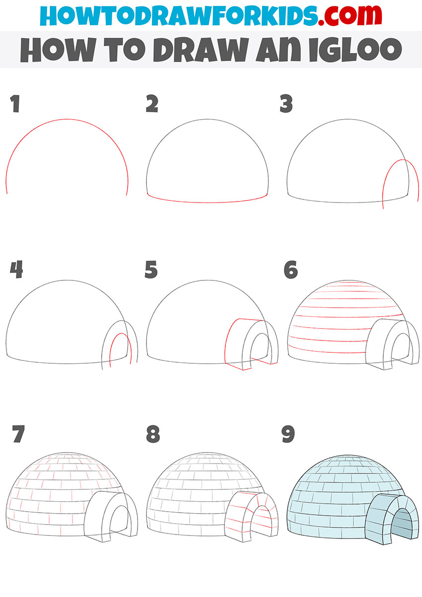 How to Draw an Igloo Step by Step Easy Drawing Tutorial For Kids