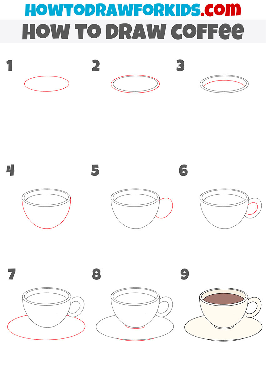 How to Draw a Cup of Coffee - Easy Drawing Tutorial For Kids