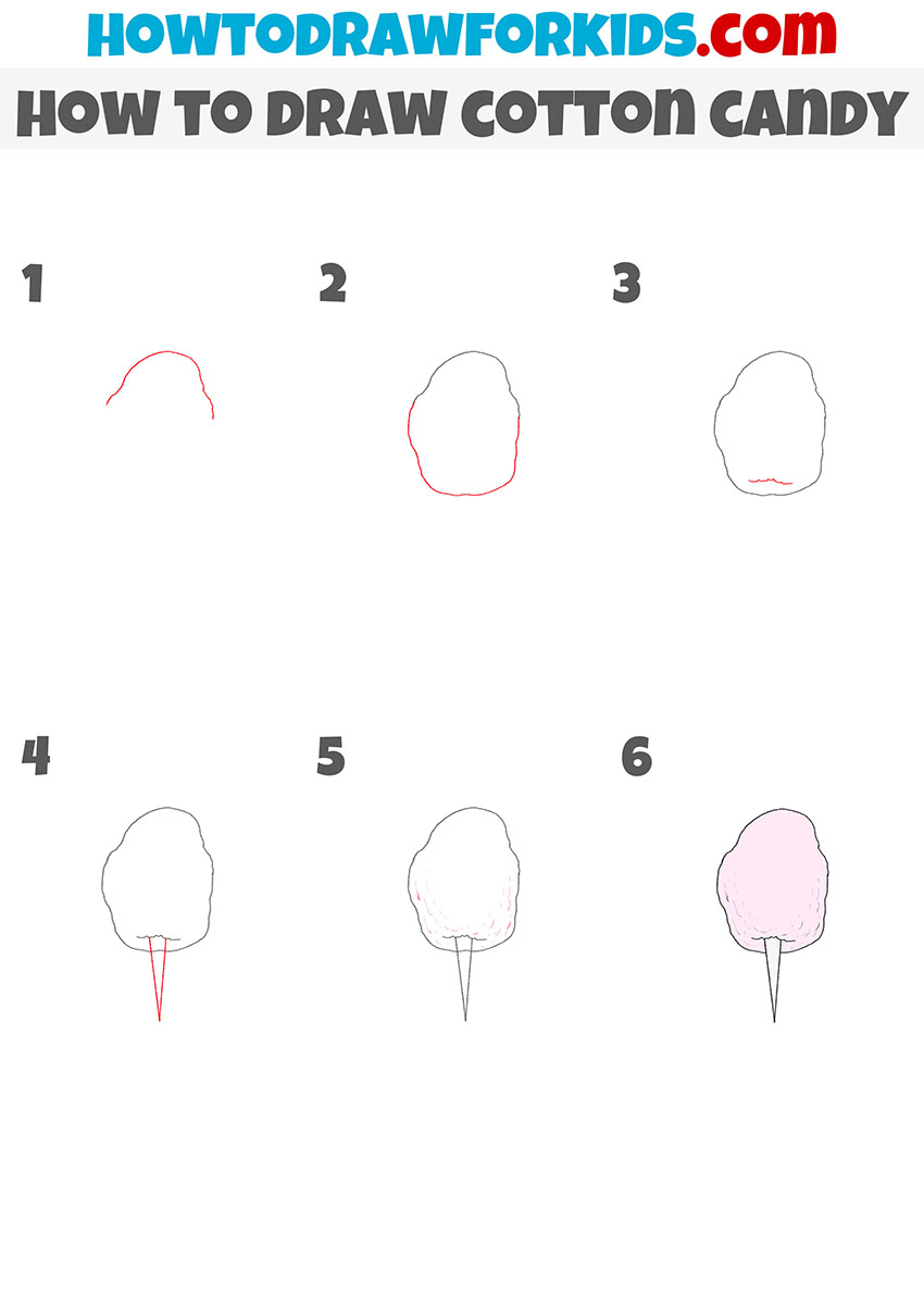 how to draw cotton candy step by step