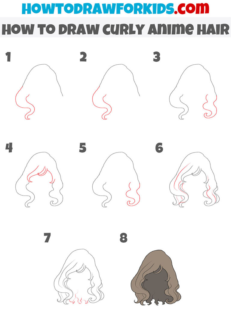 How to Draw Curly Anime Hair Easy Drawing Tutorial For Kids