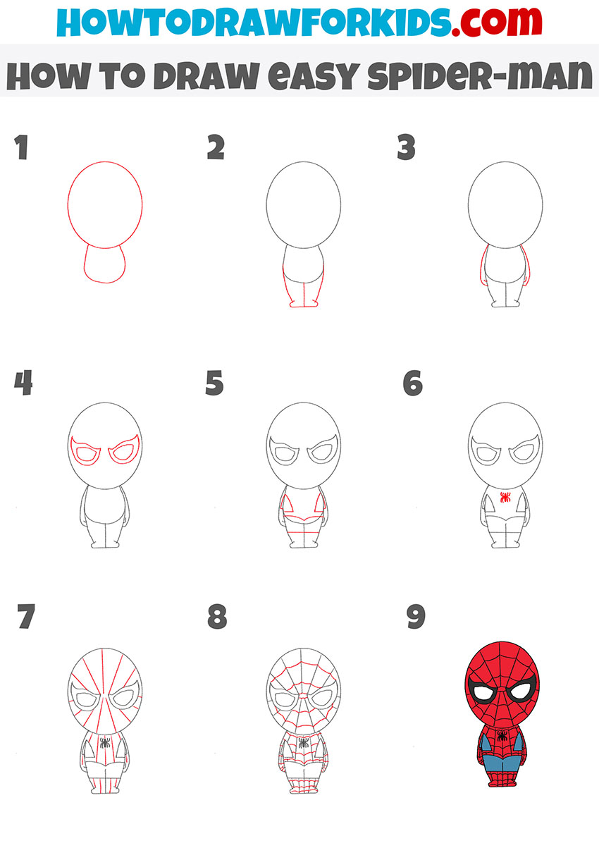 how to draw easy spider-man step by step