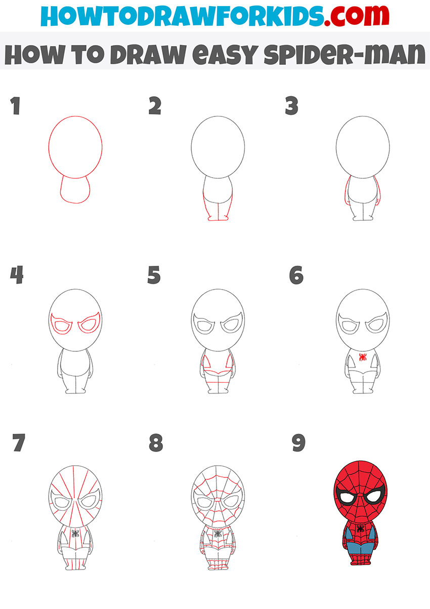 How to Draw Easy Spider-Man - Easy Drawing Tutorial For Kids