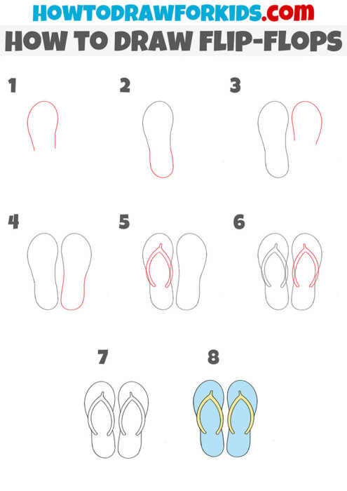 How to Draw Flip-Flops - Easy Drawing Tutorial For Kids