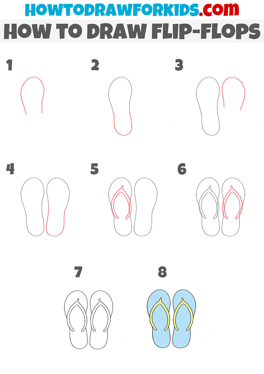 how to draw flip-flops step by step