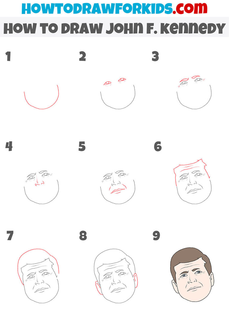 How to Draw John Kennedy - Easy Drawing Tutorial For Kids