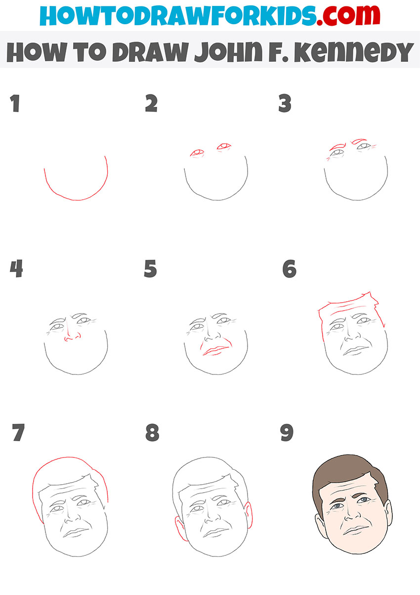 How to Draw John Kennedy Easy Drawing Tutorial For Kids