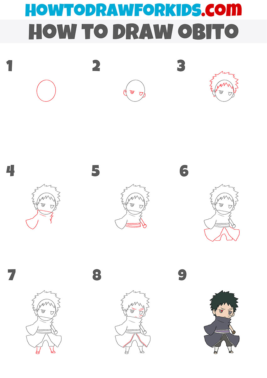 how to draw obito step by step