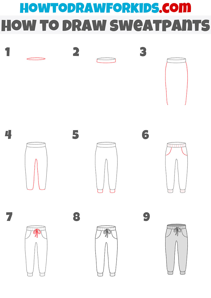 how to draw sweatpants step by step