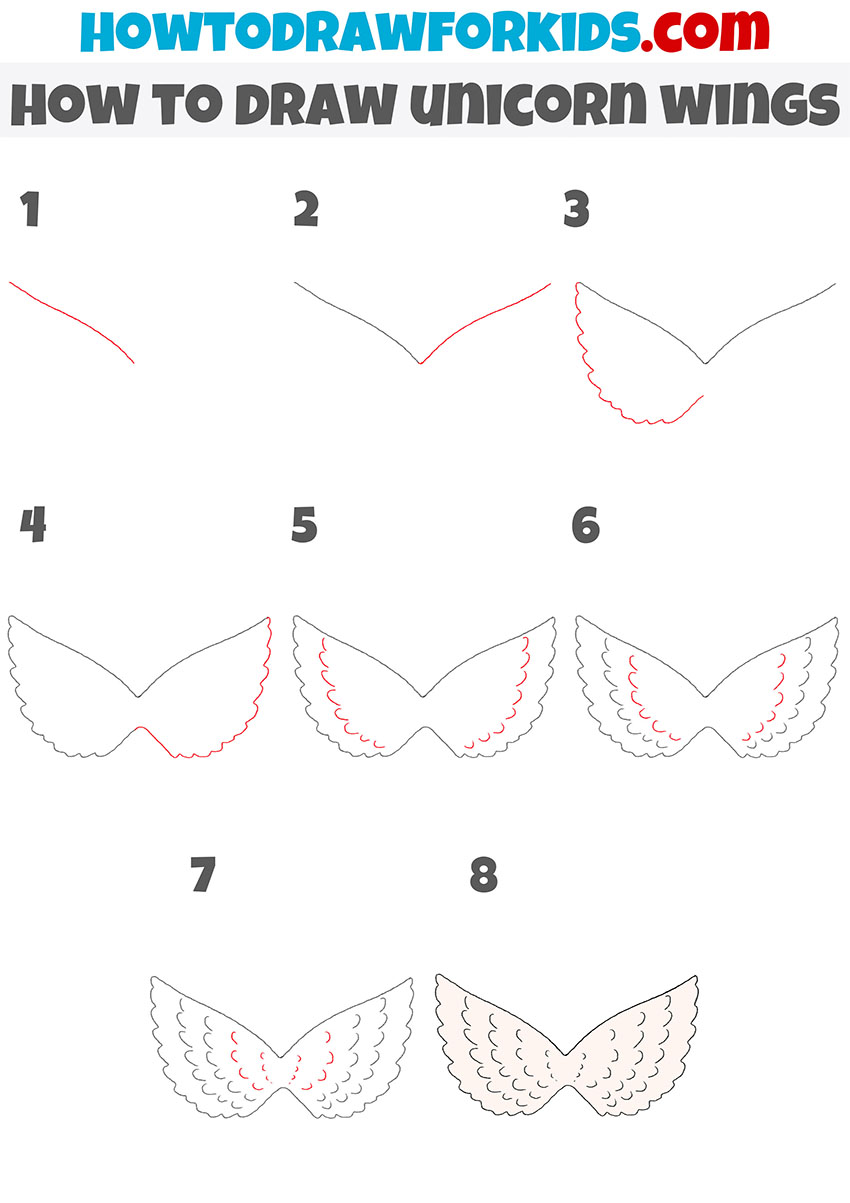 how to draw unicorn wings step by step
