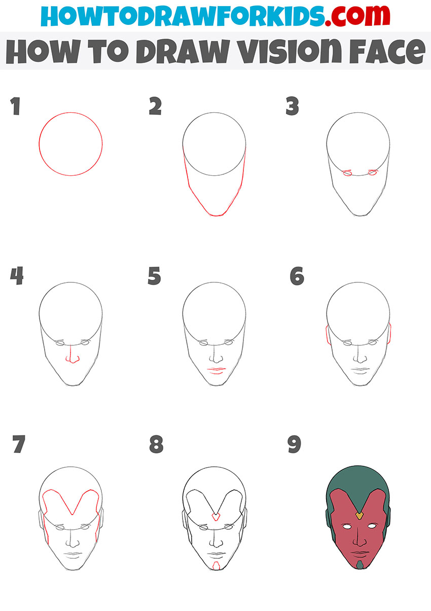 How to Draw Vision Face - Easy Drawing Tutorial For Kids