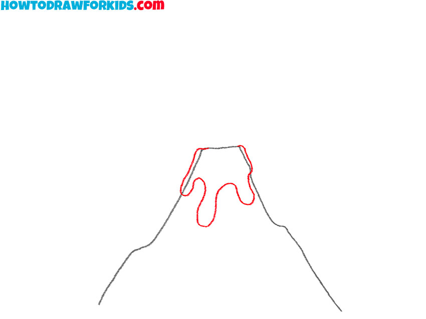 how to draw a volcano for kids