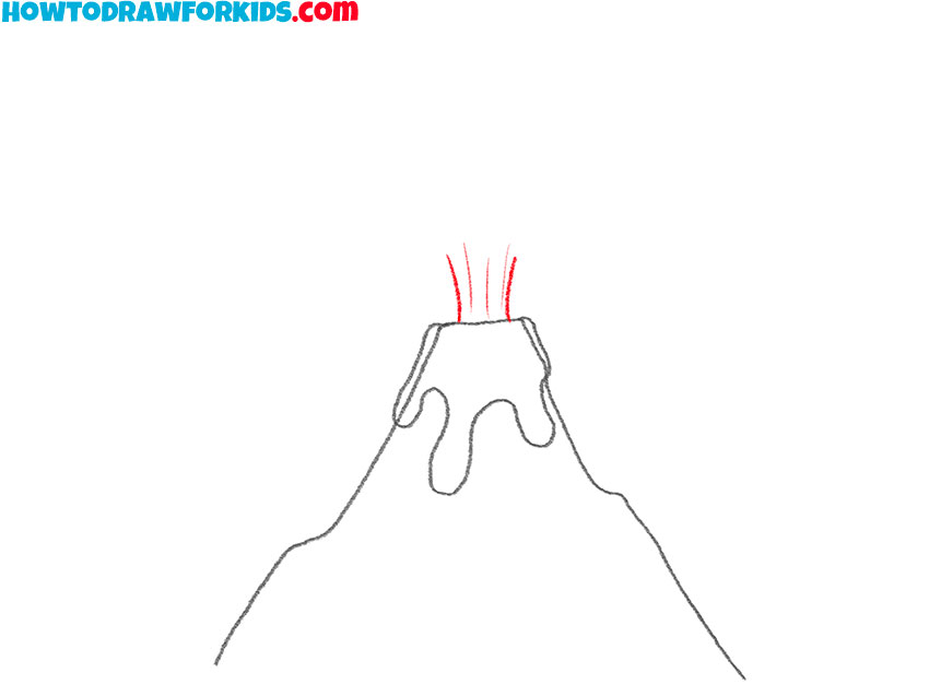 how to draw a volcano realistic