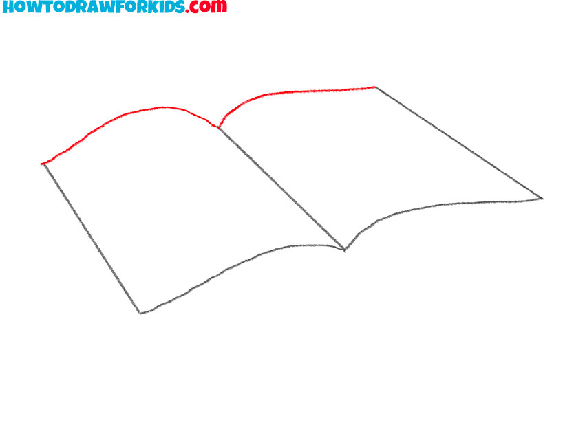 How To Draw An Open Book Easy Drawing Tutorial For Kids   4 How To Draw A Simple Open Book 