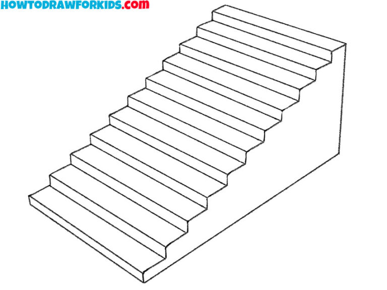 How to Draw 3D Stairs - Easy Drawing Tutorial For Kids