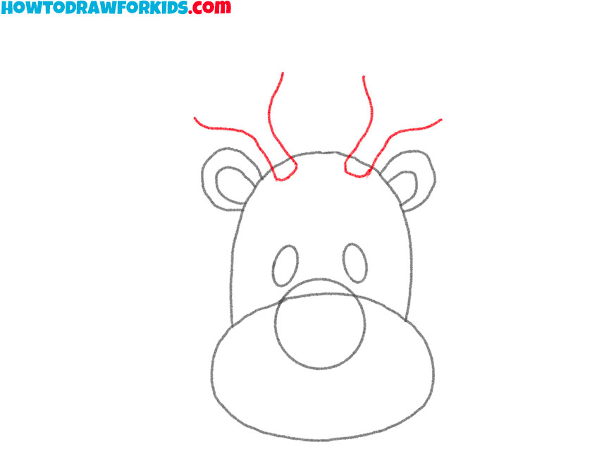 how to draw a cartoon reindeer face