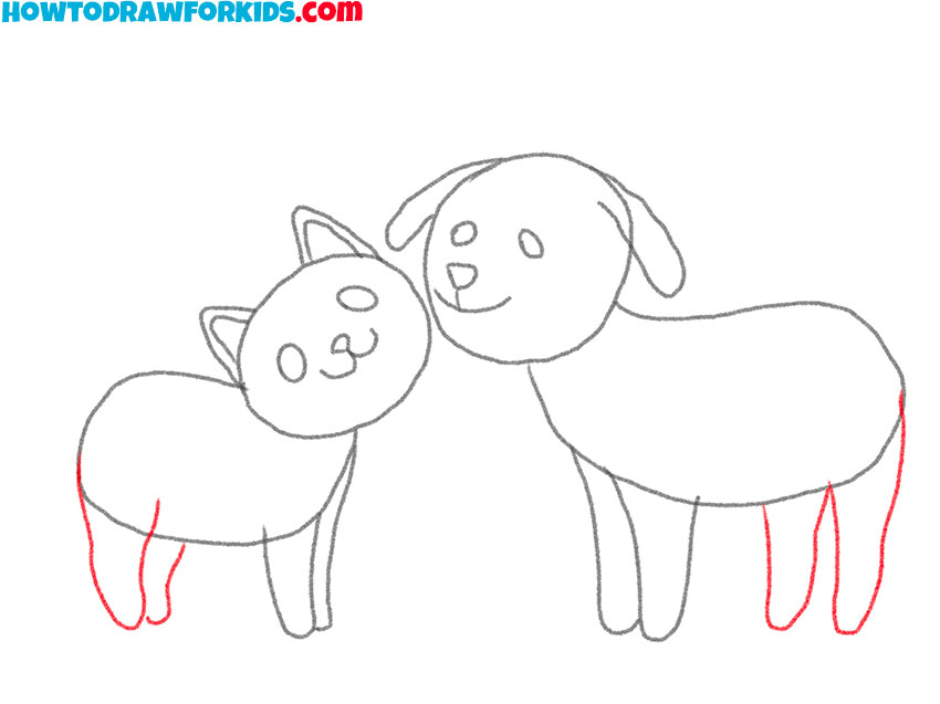 how to draw a cute dog and cat