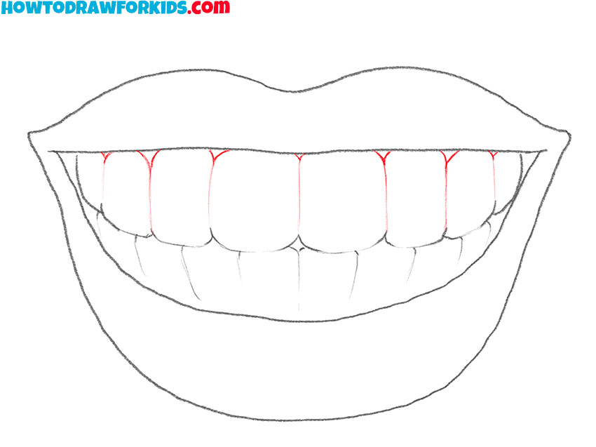 how to draw teeth for kids