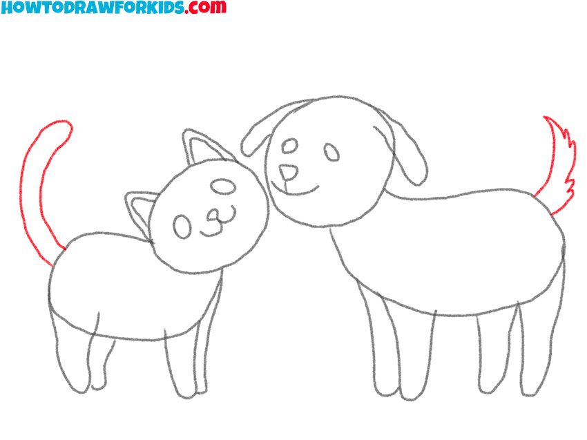 how to draw a cartoon cat and dog