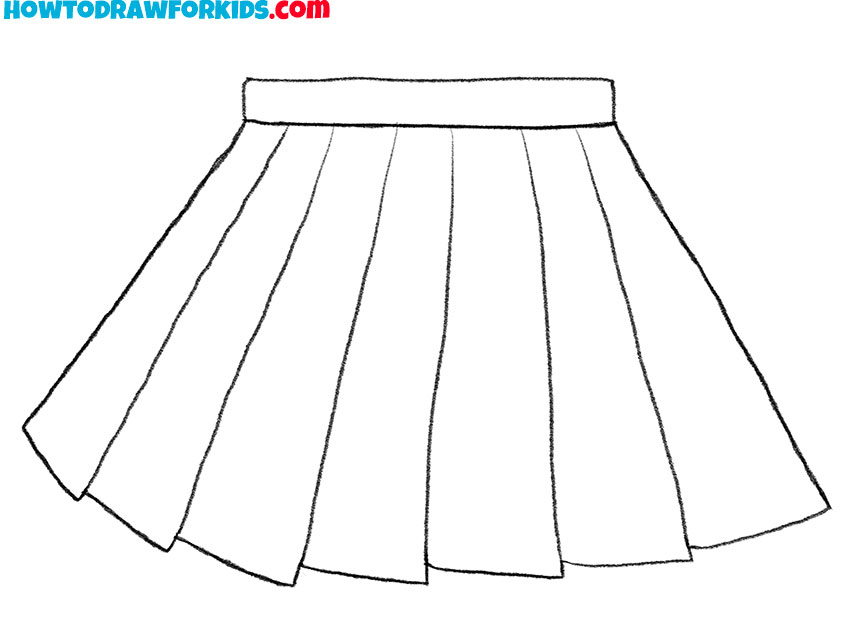 simple pleated skirt drawing
