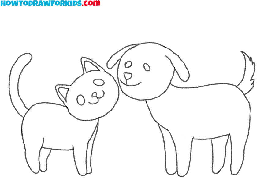 how to draw a cat and dog for beginners
