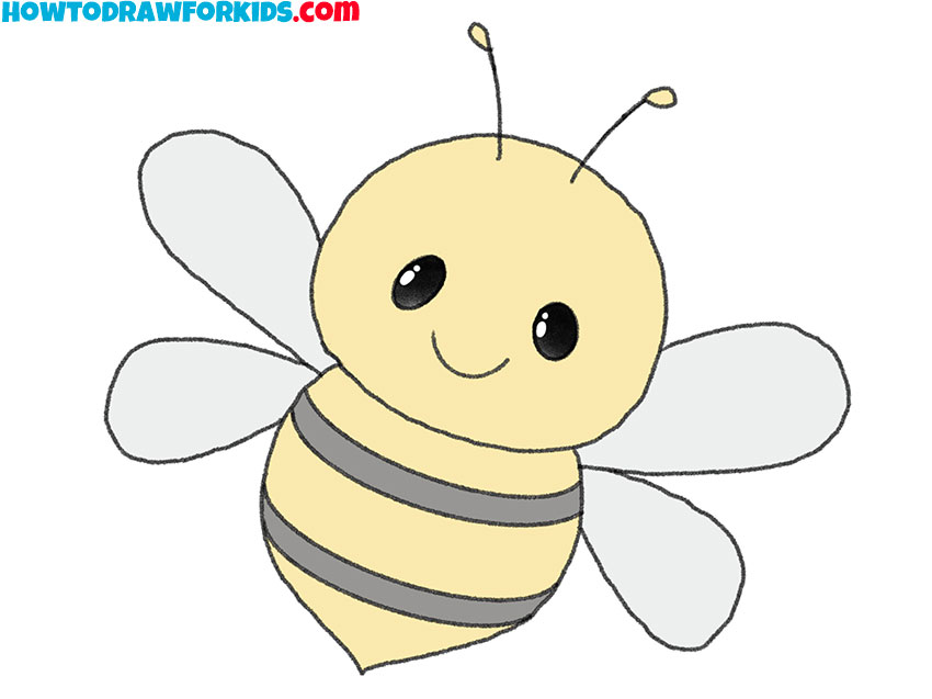 how to draw a cute bee easy
