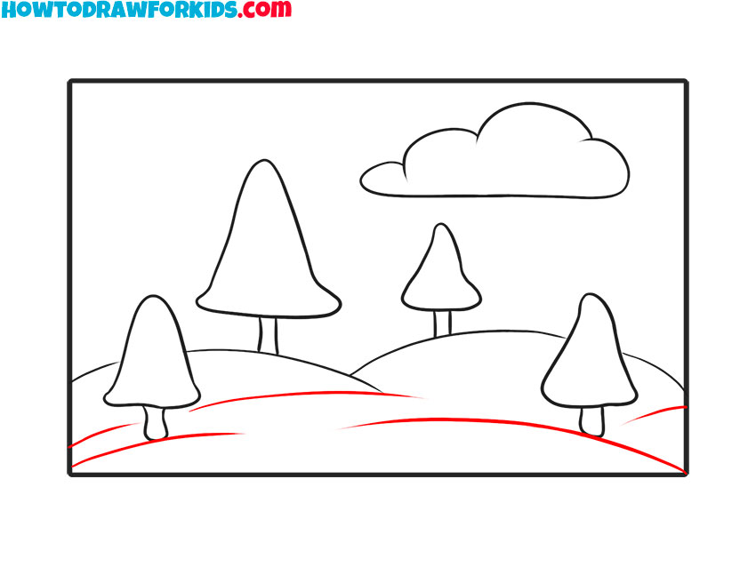 How to Draw a Landscape Step by Step Drawing Tutorial For Kids