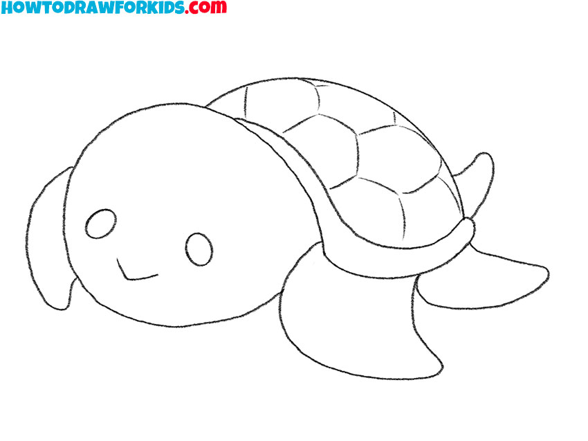 how to draw a sea turtle cartoon