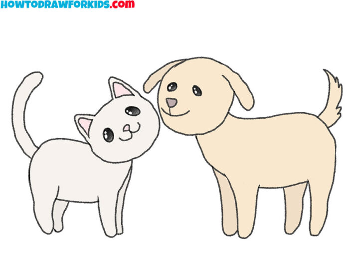 dog and cat drawing easy