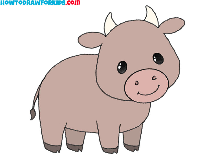 how to draw a cartoon cow for kindergarten