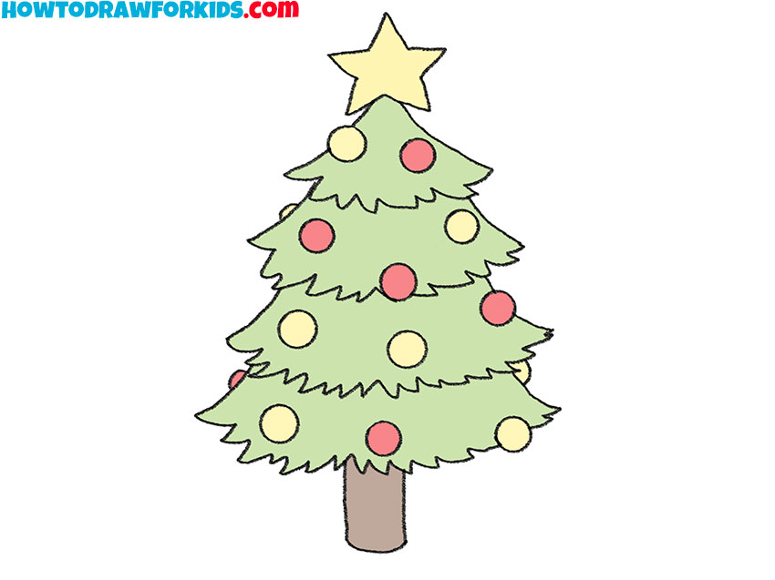 How to Draw a Christmas Tree - Step by Step Drawing Tutorial - Easy Peasy  and Fun