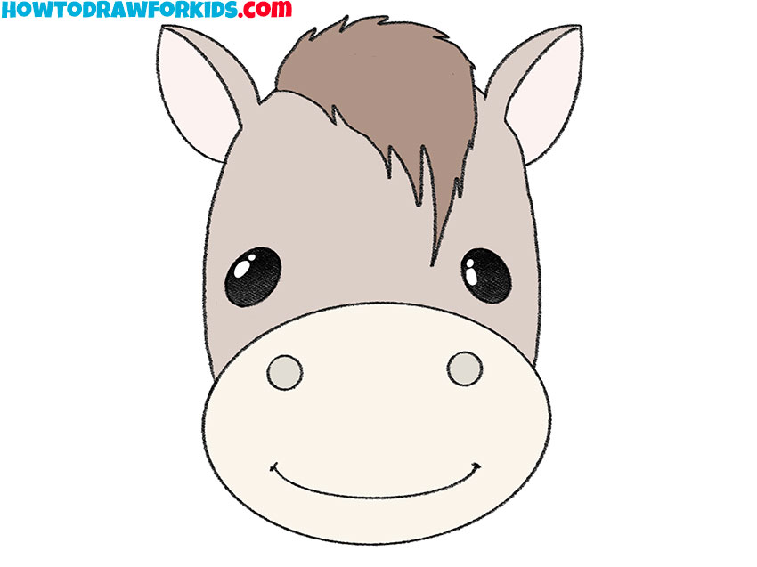 how to draw a cute horse head