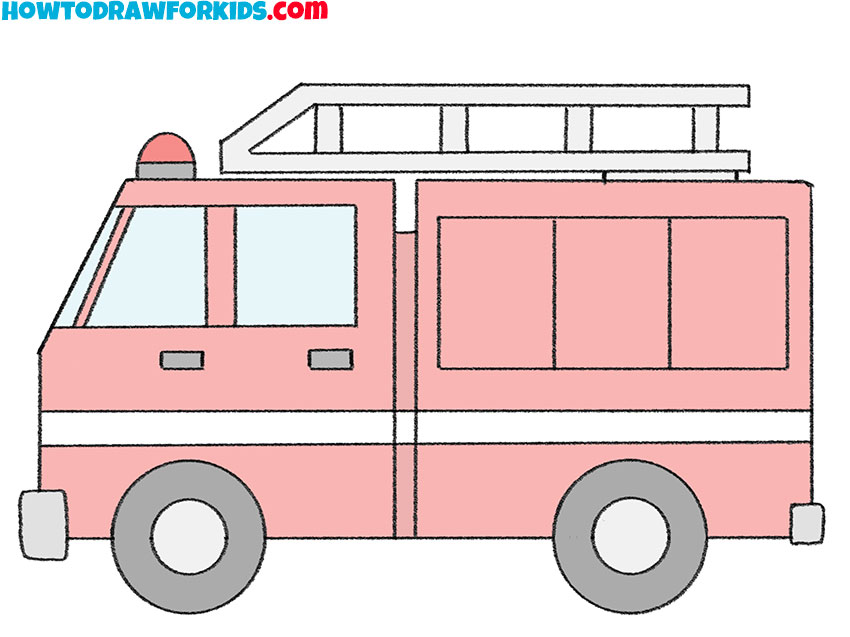 how to draw a fire truck for kids