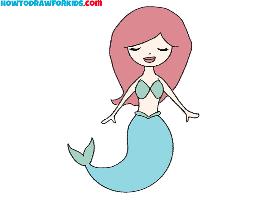 how to draw a mermaid easy cute