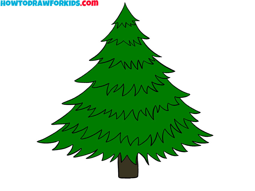 how to draw a pine tree for kids