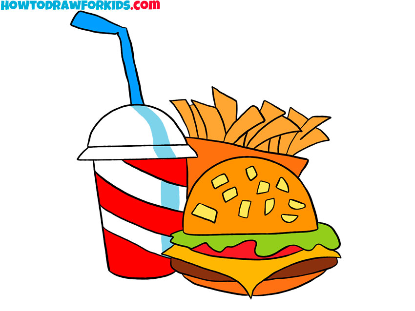 Premium Vector | National junk food day vector. fast food burger pencil  drawing junk food vector. american food