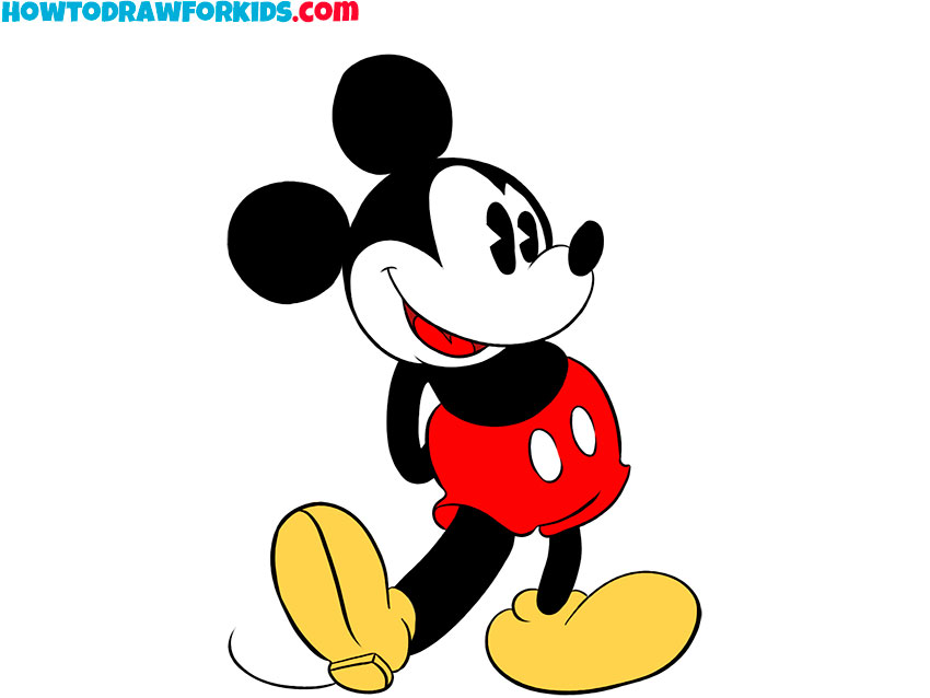 how to draw mickey mouse full body easy