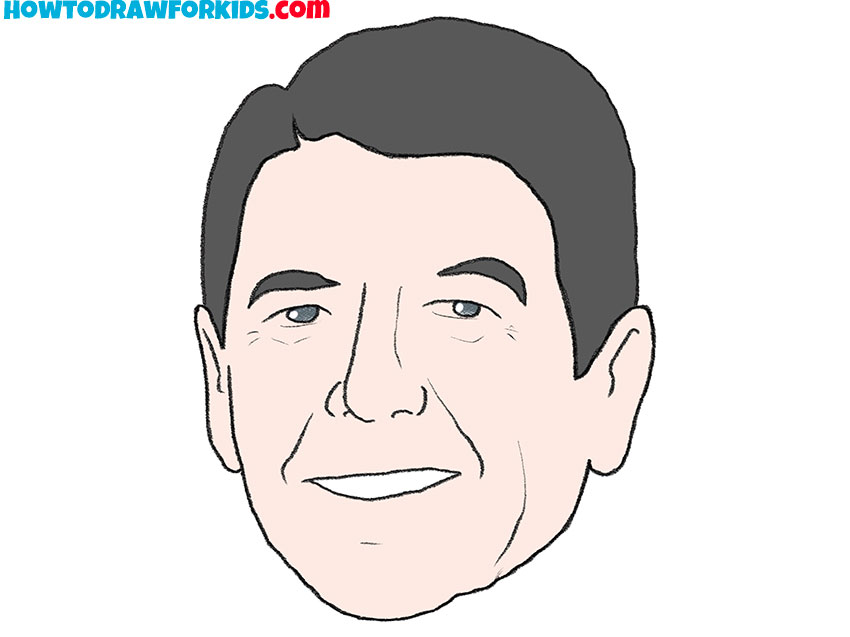 How to Draw Ronald Reagan Easy Drawing Tutorial For Kids