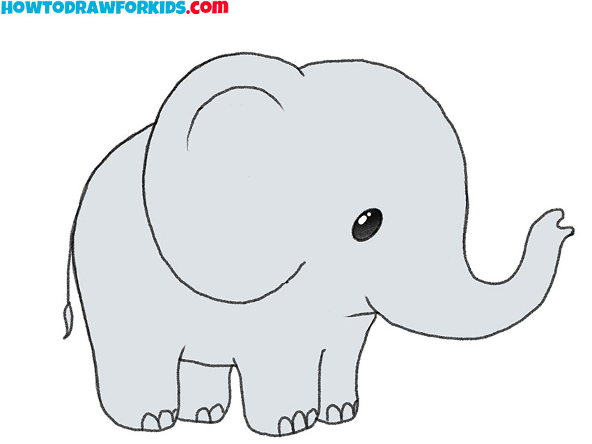 Learn How to Draw a Baby Elephant (Zoo Animals) Step by Step : Drawing  Tutorials