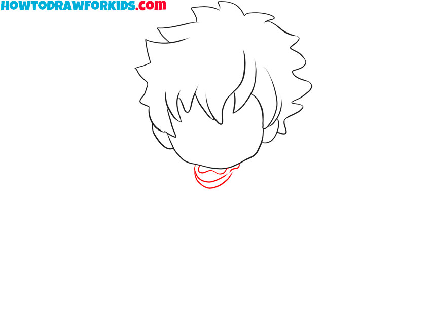 Draw Deku’s neck and collar