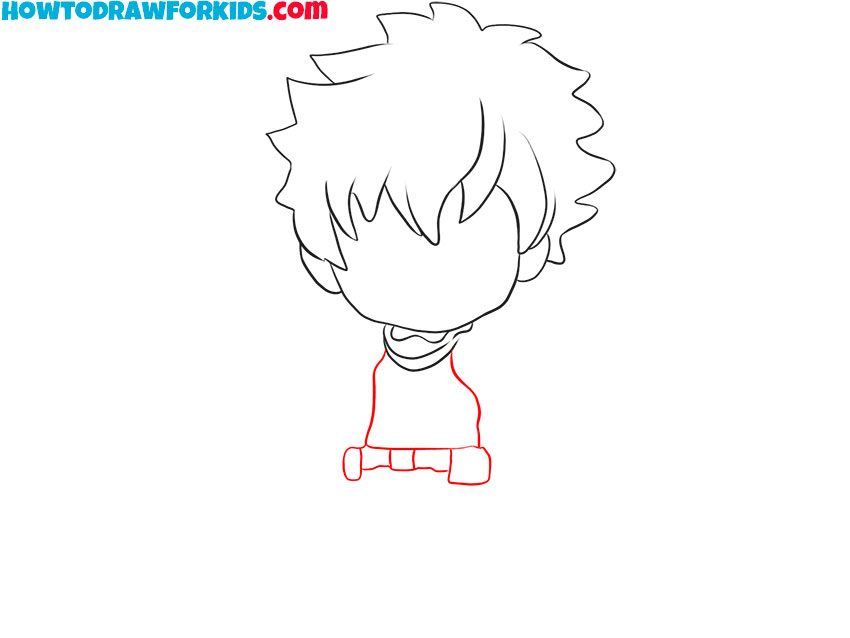Sketch Deku’s torso and belt area